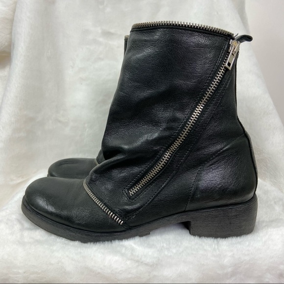 Massimo Mateo Leather black zipper detailed boots - Picture 1 of 8